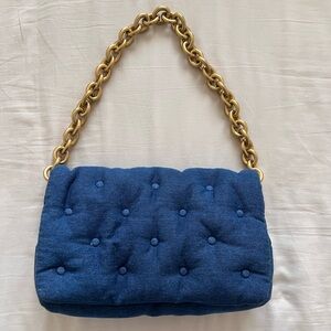 Plush quilted denim bag